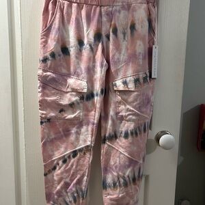 New W/ Tag Young Fabulous & Broke Pink and Blue Tie-Dye Joggers